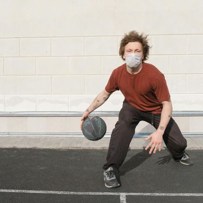Elegant silhouette during a balance exercise.